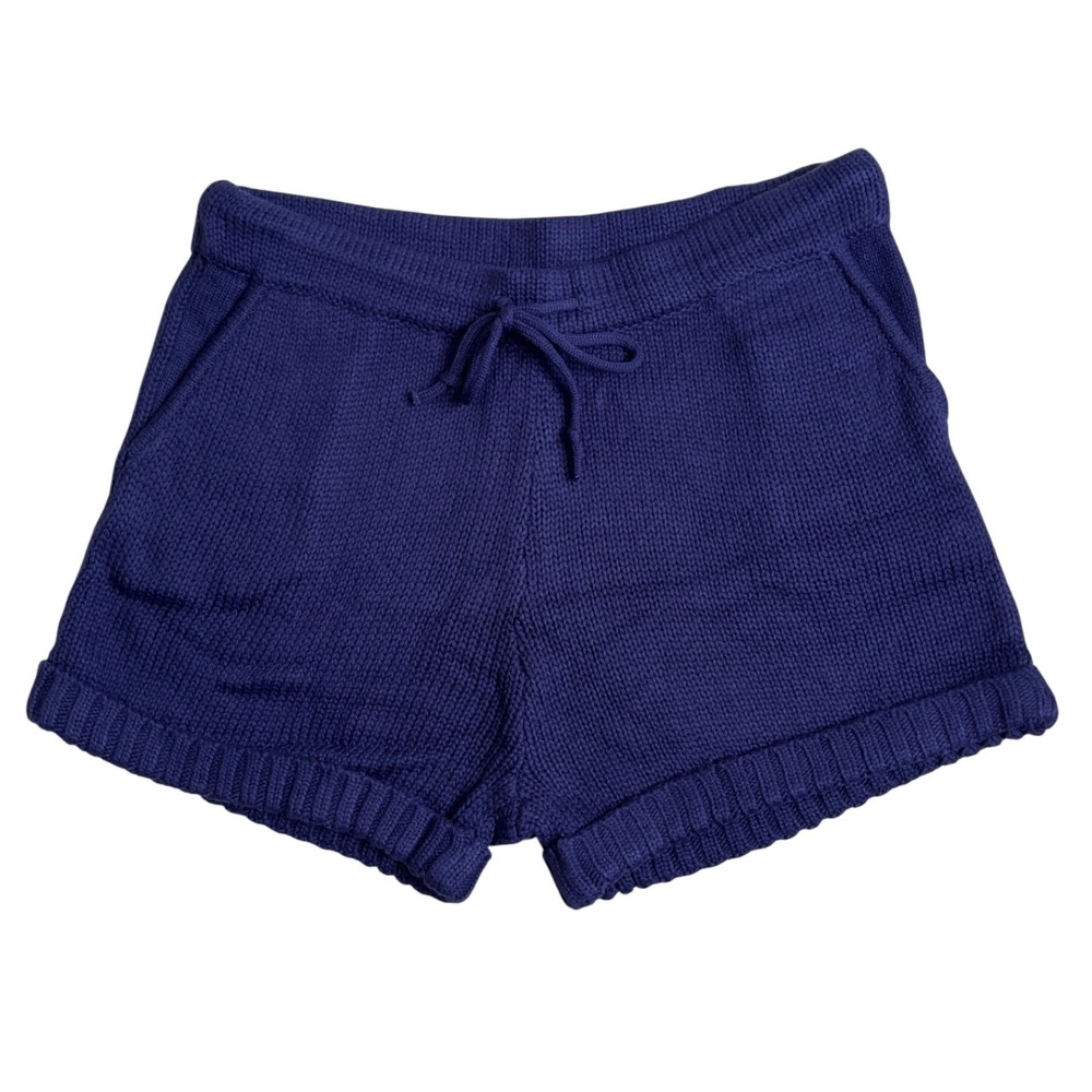 525 Indigo Knit Drawstring Lounge Shorts‎ Women's Dark Blue Acrylic